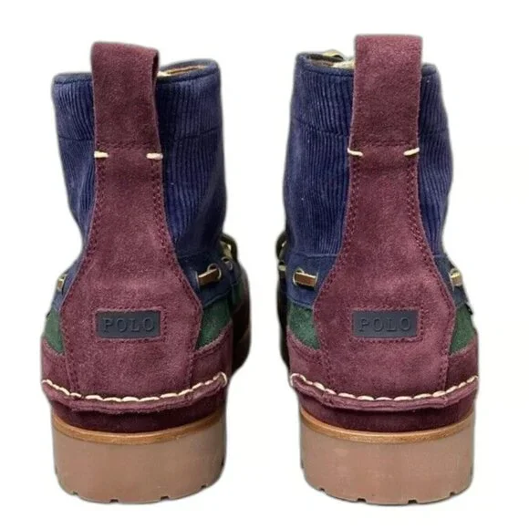 Mens 15 D Polo Country Ralph Lauren Ranger Suede Boots Colorblock Green Blue - Picture 2 of 9